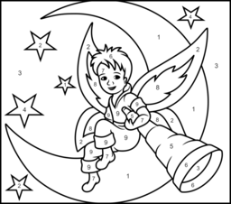 Fairy on the Moon - Online Color by Number Page