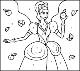 Princess Snow White - Printable Color by Number Page