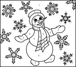 Snowmen - Online Color by Number Page