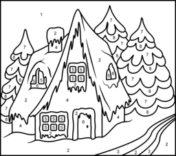 Christmas House - Printable Color by Number Page