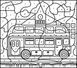 London Bus - Online Color by Number Page - Hard