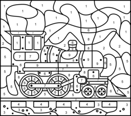 Steam Locomotive - Online Color by Number Page - Hard