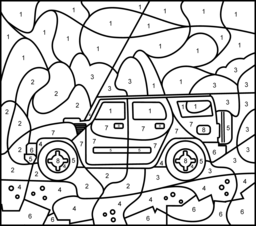 Off Road Car - Online Color by Number Page - Hard