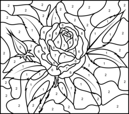 Rose - Online Color by Number Page - Hard