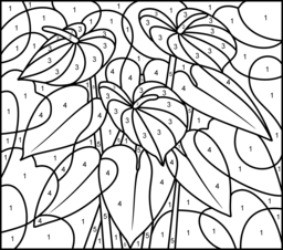 Anthurium - Online Color by Number Page - Hard