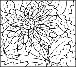 Gerbera - Online Color by Number Page - Hard