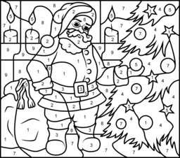 Santa Claus - Online Color by Number Page - Hard