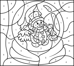 Snowmen - Online Color by Number Page - Hard