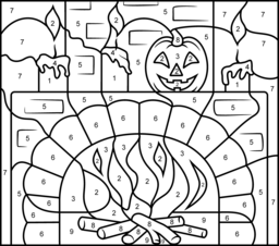 Fireplace - Online Color by Number Page - Hard