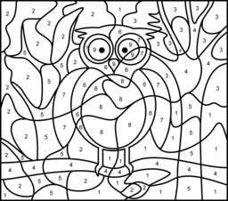 Owl - Online Color by Number Page - Hard